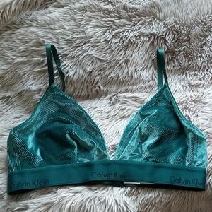 Calvin Klein green velvet bralette